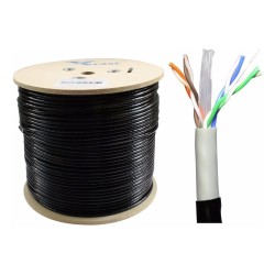 CABLE U/UTP CATEGORIA 6  EXTERIOR NEGRO  305MTS 24 AWG 0.515MM 100%  COBRE