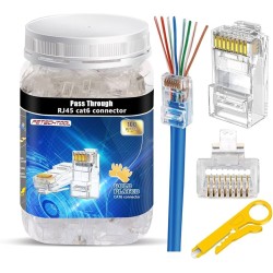 CONECTOR RJ45 CAT6 100 UNDS PASS THROUGH